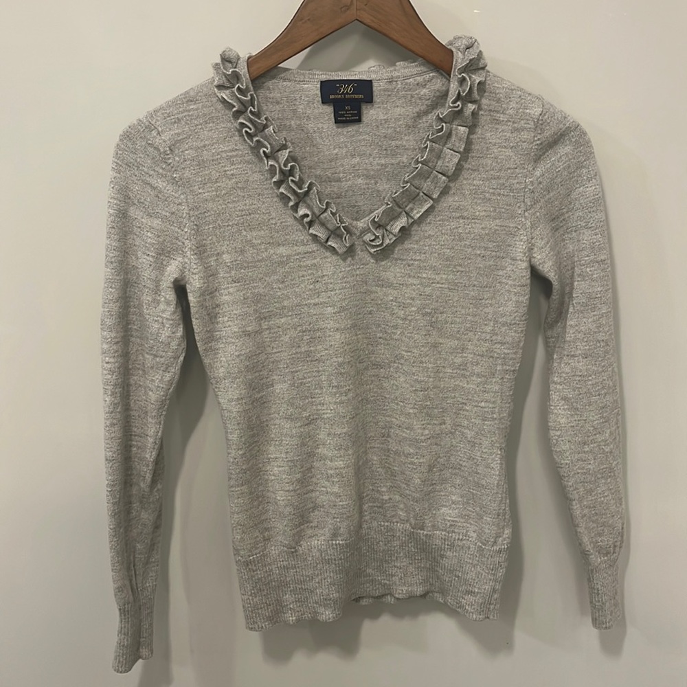 Brooks Brothers Merino Wool 346 Ruffle Neck Sweater
